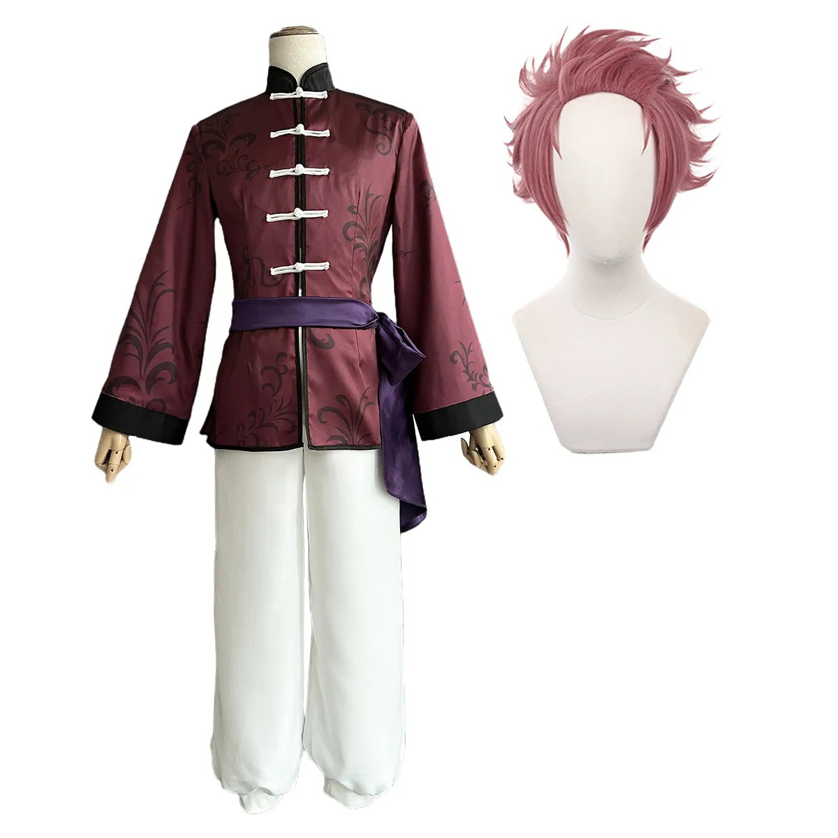 HOLOUN Blue Lock Anime Sae Itoshi Cosplay China Costume Kung Fu Tang Suit Wig Rose Net Sythetic Fibers Adjustable Size Gift