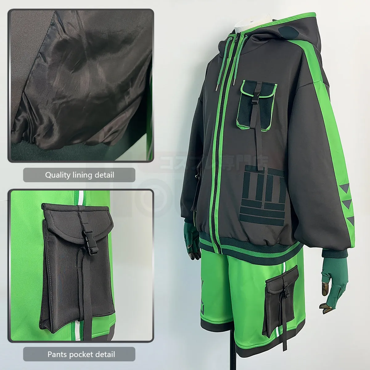 HOLOUN Mob Psycho 100 Anime Mobu Saiko Hyaku Kageyama Shigeo Cosplay Costume Wig Hoodie Shorts Gloves Rose Net Daily Wear