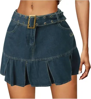 Jean Skirts for Women Denim Skirts Plus Size Mini Skirt Jean Skort y2kButton Cargo Skirt with Pocket Low Waist