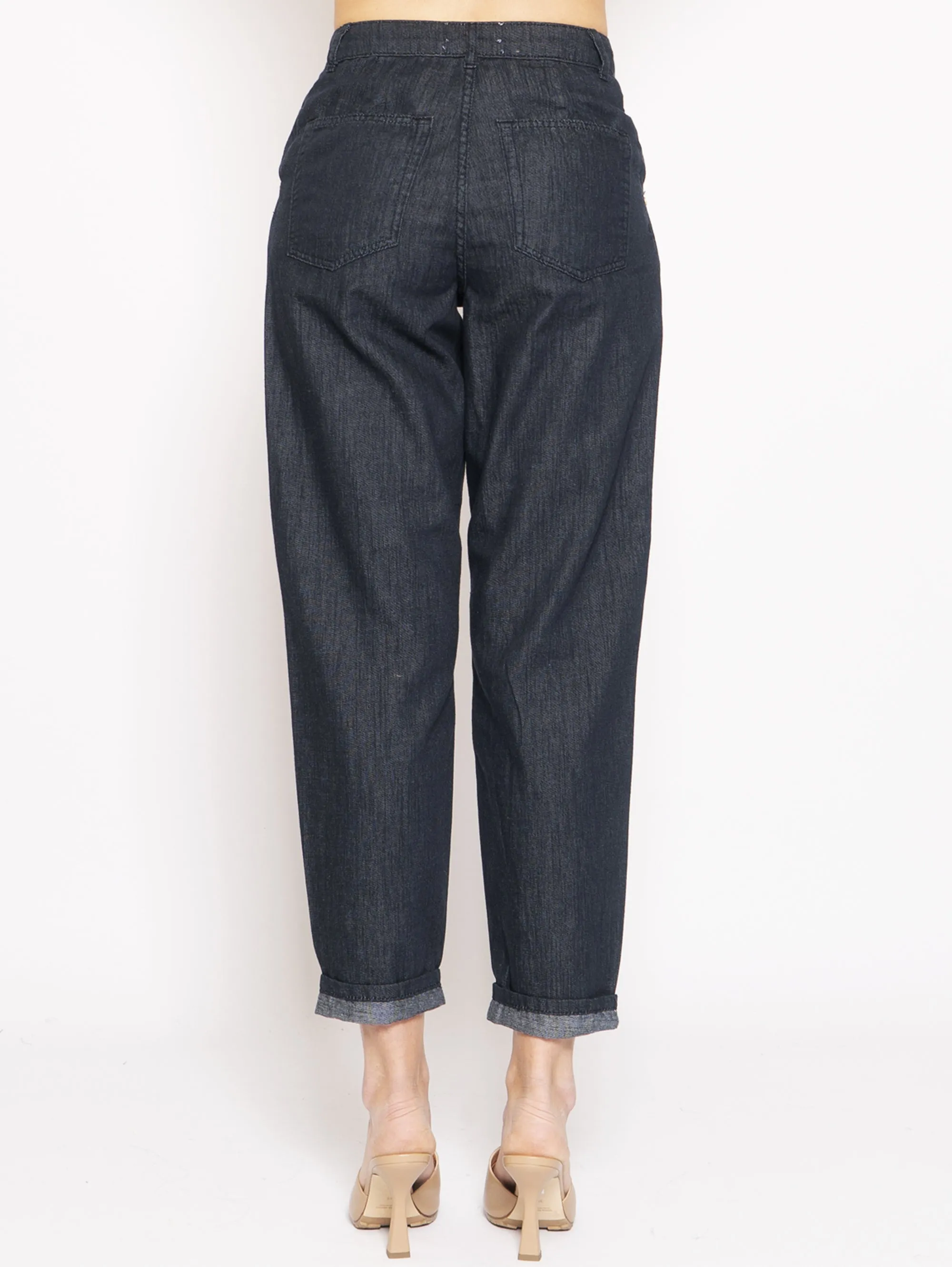 Jeans Loose-fit con Pinces Blu Scuro