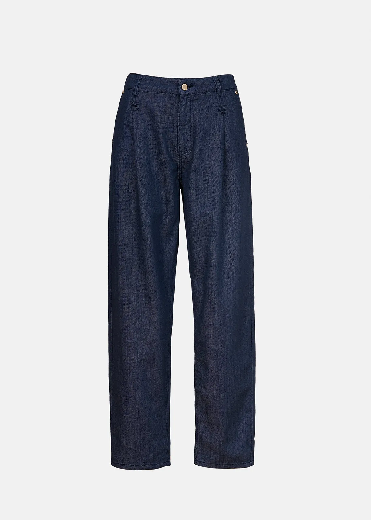Jeans Loose-fit con Pinces Blu Scuro