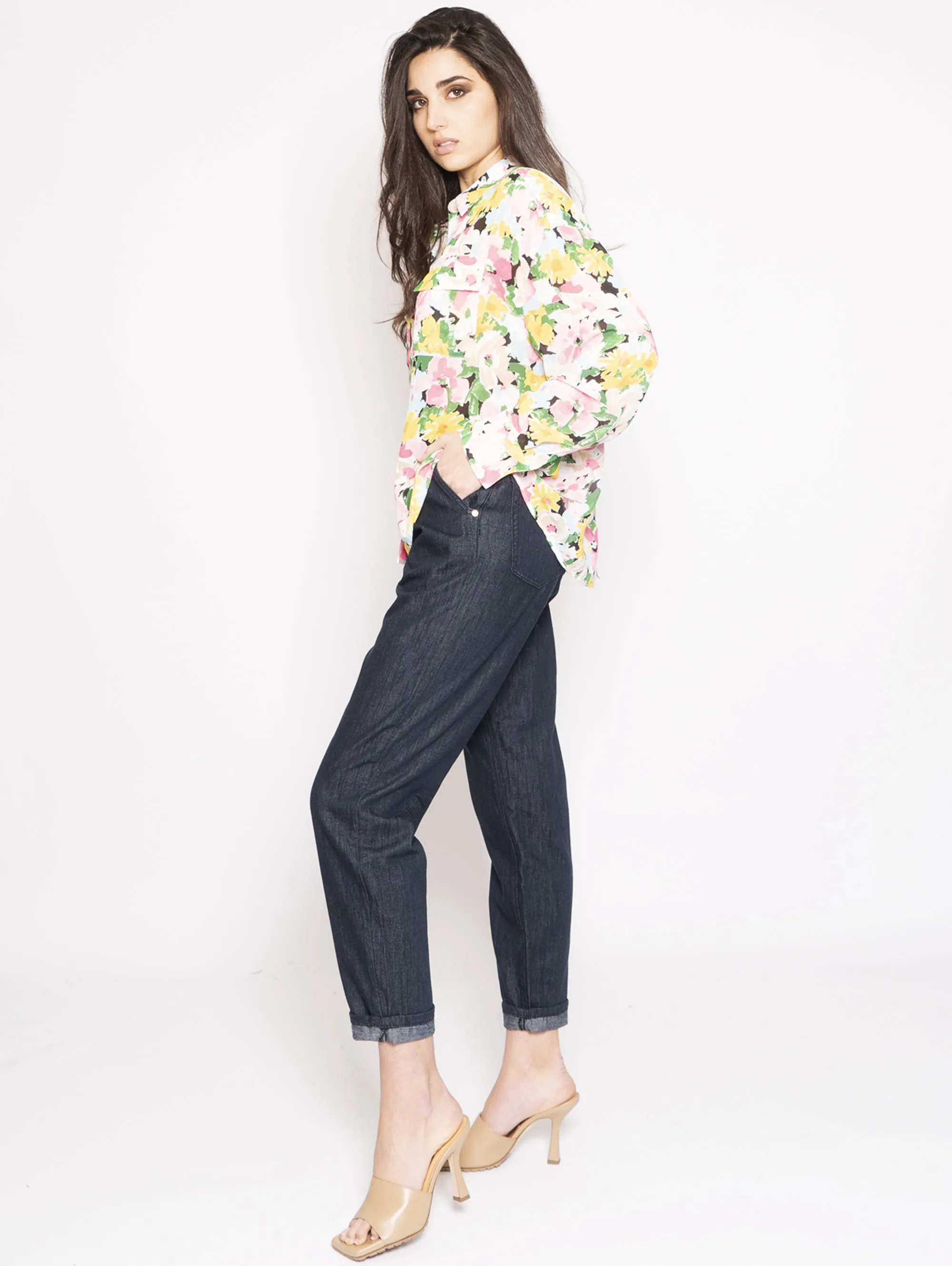Jeans Loose-fit con Pinces Blu Scuro