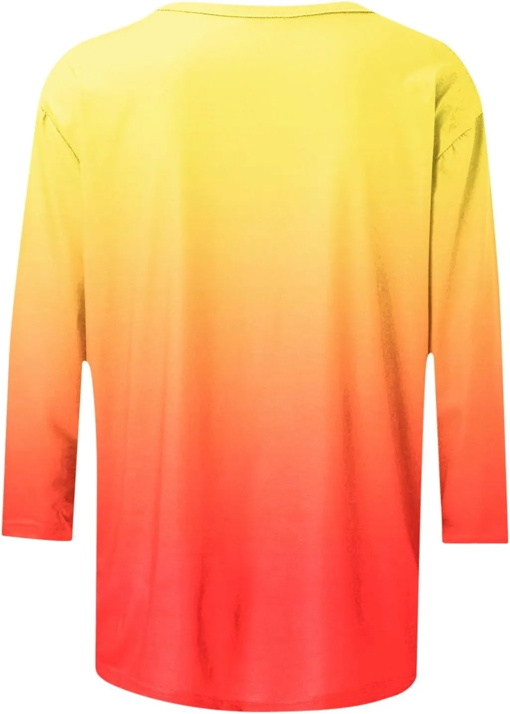 JOAU Women's 3/4 Sleeve Henley Shirts Summer Trendy Gradient V-Neck Tops 2024 Casual Loose Fit Daily Button Blouse Tunic