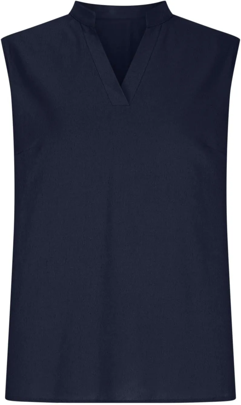 JOAU Womens Cotton Linen Tank Tops Loose V Neck Casual T Shirt Sleeveless Stand Collar Tunic Blouses Summer Basic Tank Shirts