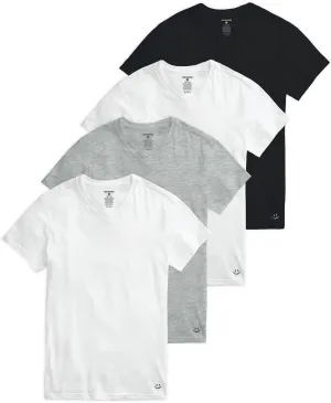 JOE BOXER Mens T-Shirts Pack of 4 - V-Neck Undershirts for Men Pack of 4 - Plain T Shirts for Men