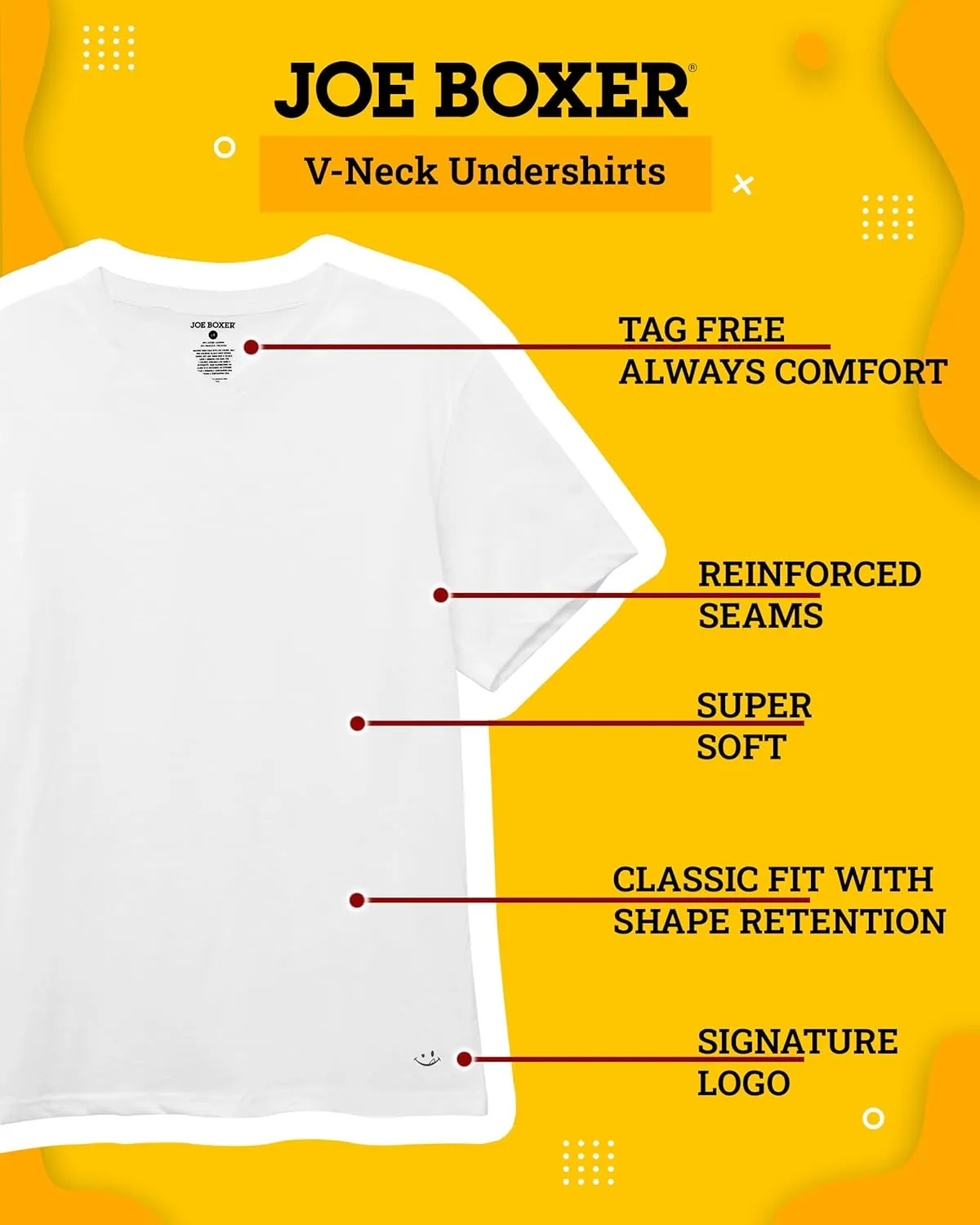 JOE BOXER Mens T-Shirts Pack of 4 - V-Neck Undershirts for Men Pack of 4 - Plain T Shirts for Men