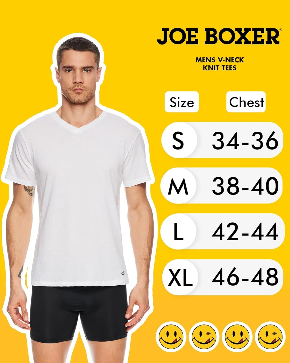 JOE BOXER Mens T-Shirts Pack of 4 - V-Neck Undershirts for Men Pack of 4 - Plain T Shirts for Men