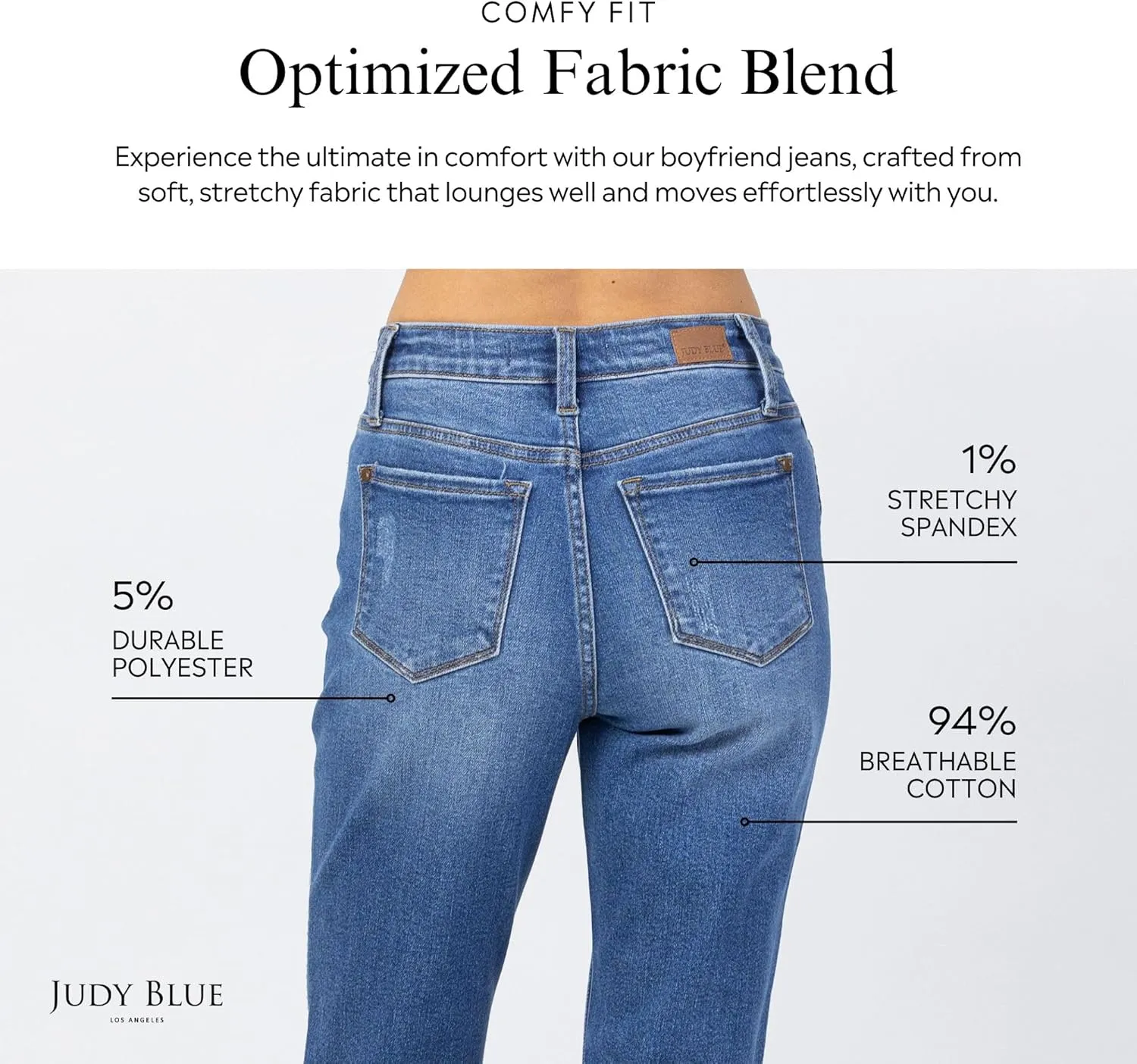 Judy Blue Women's High-Rise Howdy Embroidery Boyfriend Jeans with Side Seam Stitch