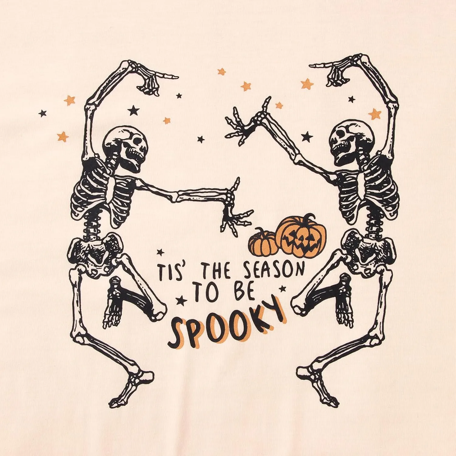KEKEMI Halloween Dancing Skeleton Tshirts for Women Tis The Season to Be Spooky Shirt Horror Skull Printed Oversized Tee Tops