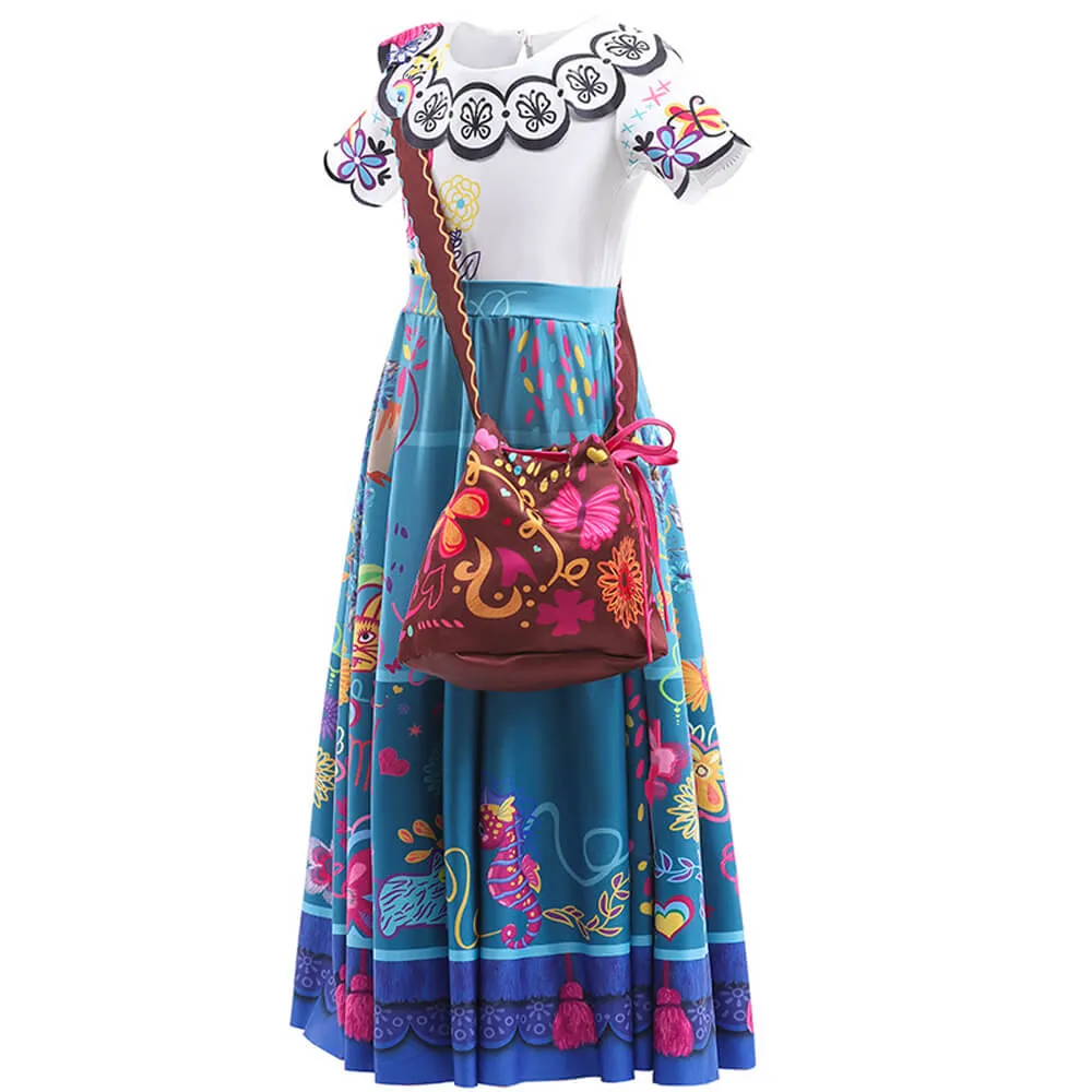 Kids Mirabel Dress with Bag and Wig Glasses Girl's Magical Mardrigal Costume Full Set