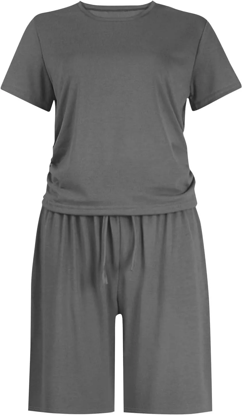 Kubbon 2 Piece Sets for Women Matching Lounge Set Short Sleeve Slim Fitted T Shirts and Shorts Tracksuit Vacation Outfits