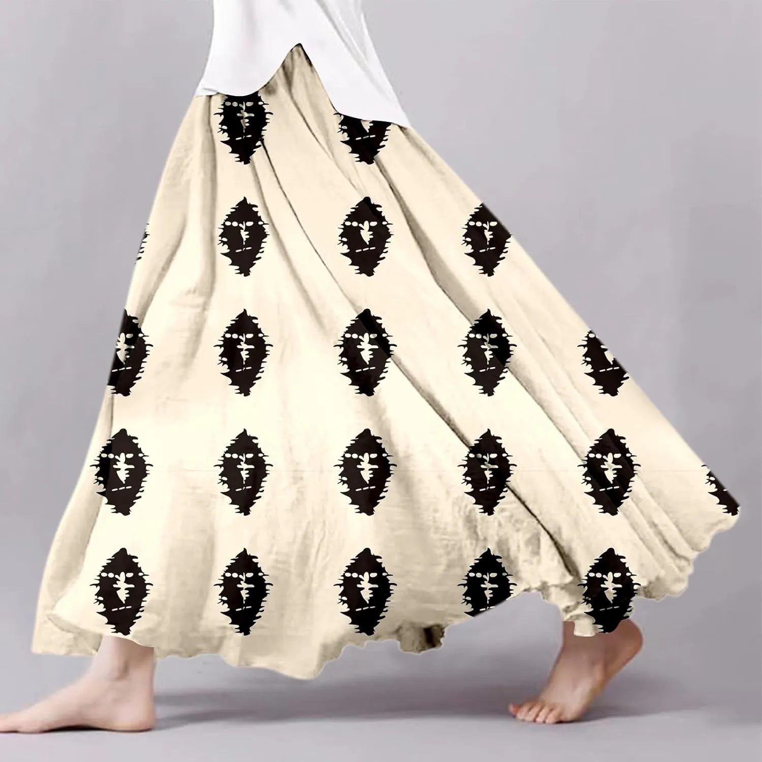 Ladies' Summer Vacation Casual Printed Large Skirt Half Skirt Denim Skirts for Girls
