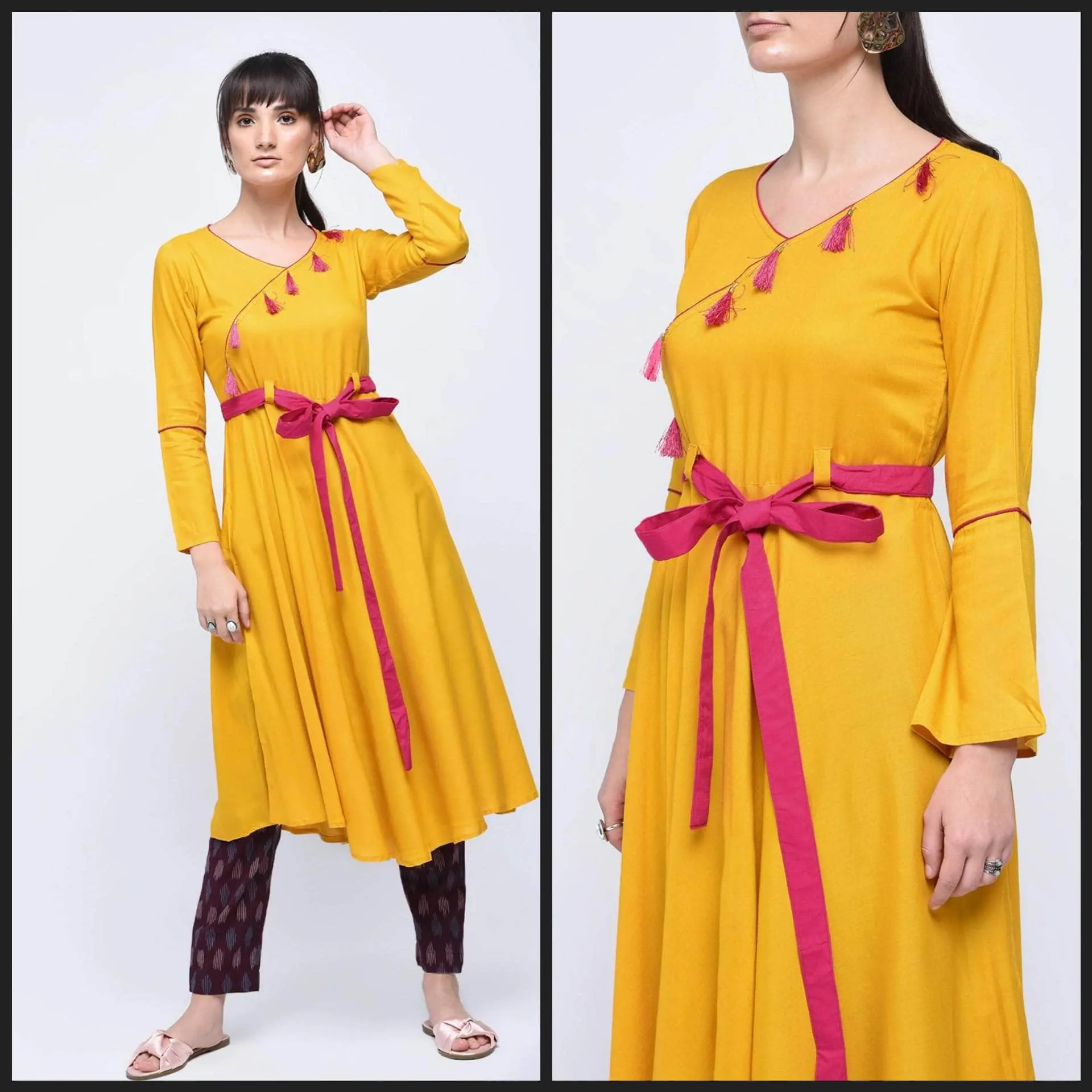 Lemon Tart Clothing LTK146 Tassel and Tie Detail Stitched Kurti
