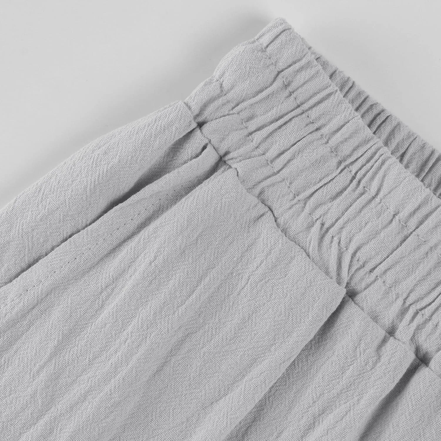 Linen Cropped Pants Women Wide Leg High Waisted Lightweight Casual Pants Comfy Vacation Beach Pants with Pockets