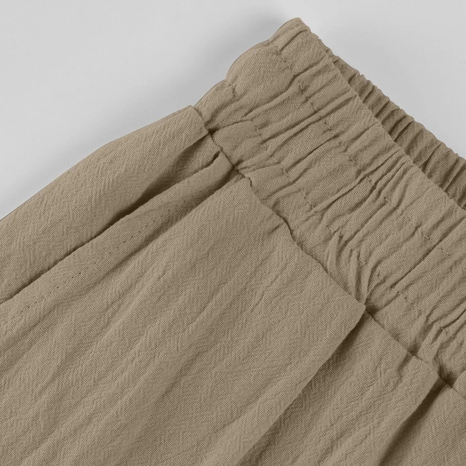 Linen Cropped Pants Women Wide Leg High Waisted Lightweight Casual Pants Comfy Vacation Beach Pants with Pockets