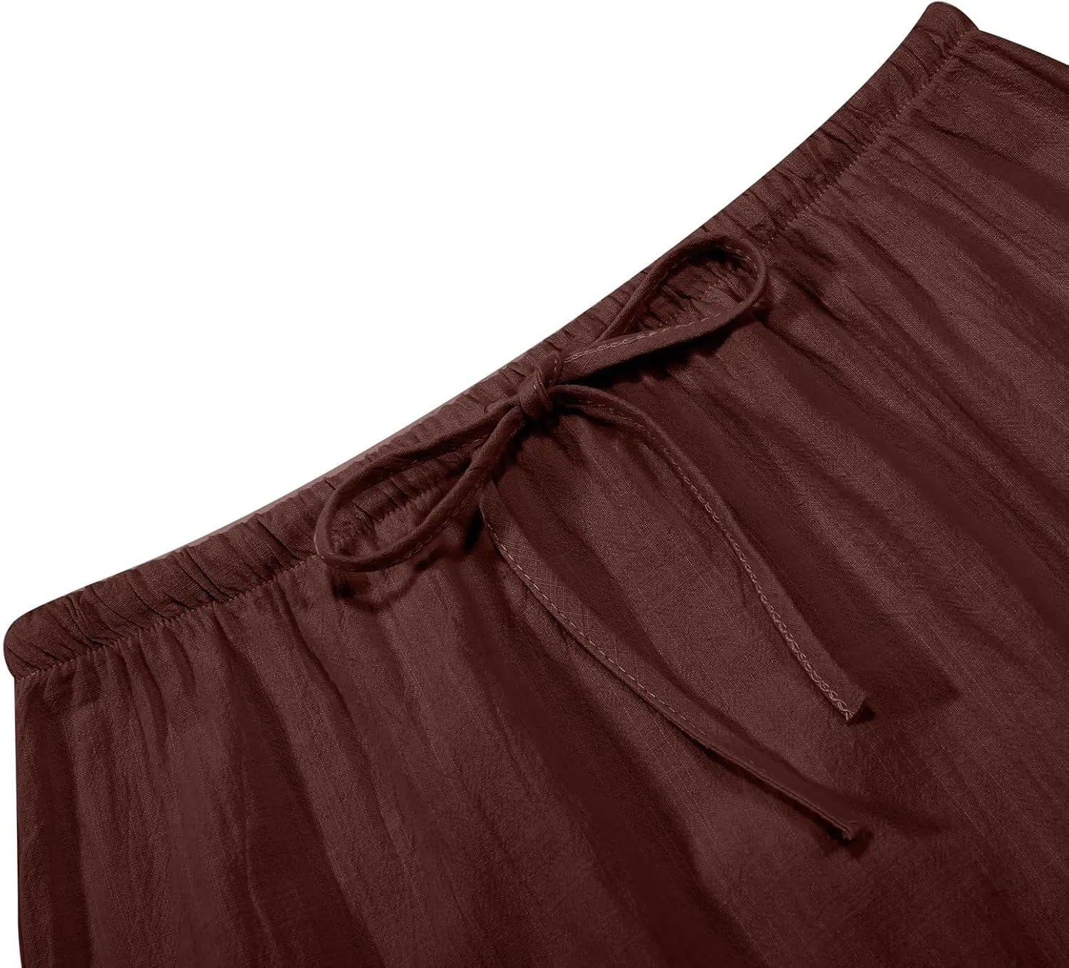 Linen Flared Maxi Skirts for Women 2025 Summer Trendy Elastic Waist Drawstring Long Flowy Pencil Skirt