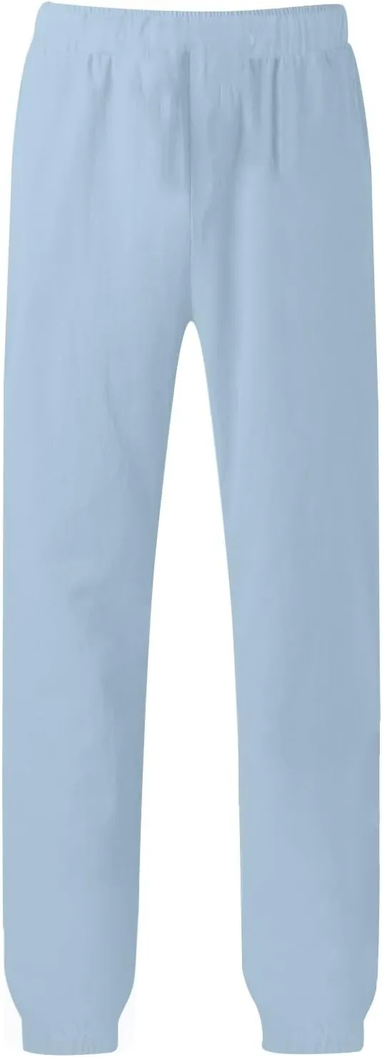 Linen Pants Men Summer Casual Drawstring Low Rise Elastic Waist Pants Lightweight Comfy Loose Yoga Long Beach Trousers