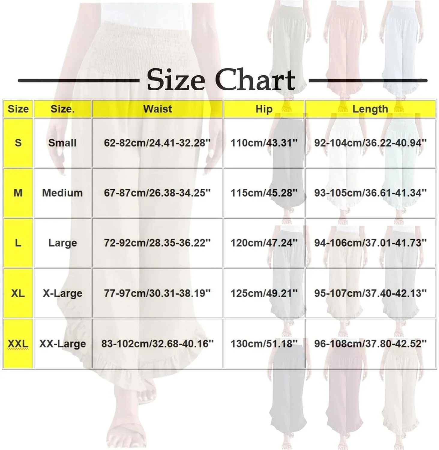 Linen Pants Women Summer Smocked Waist Ruffle Hem Palazzo Pant Wide Leg Boho Flowy Beach Pant with Pockets 2025