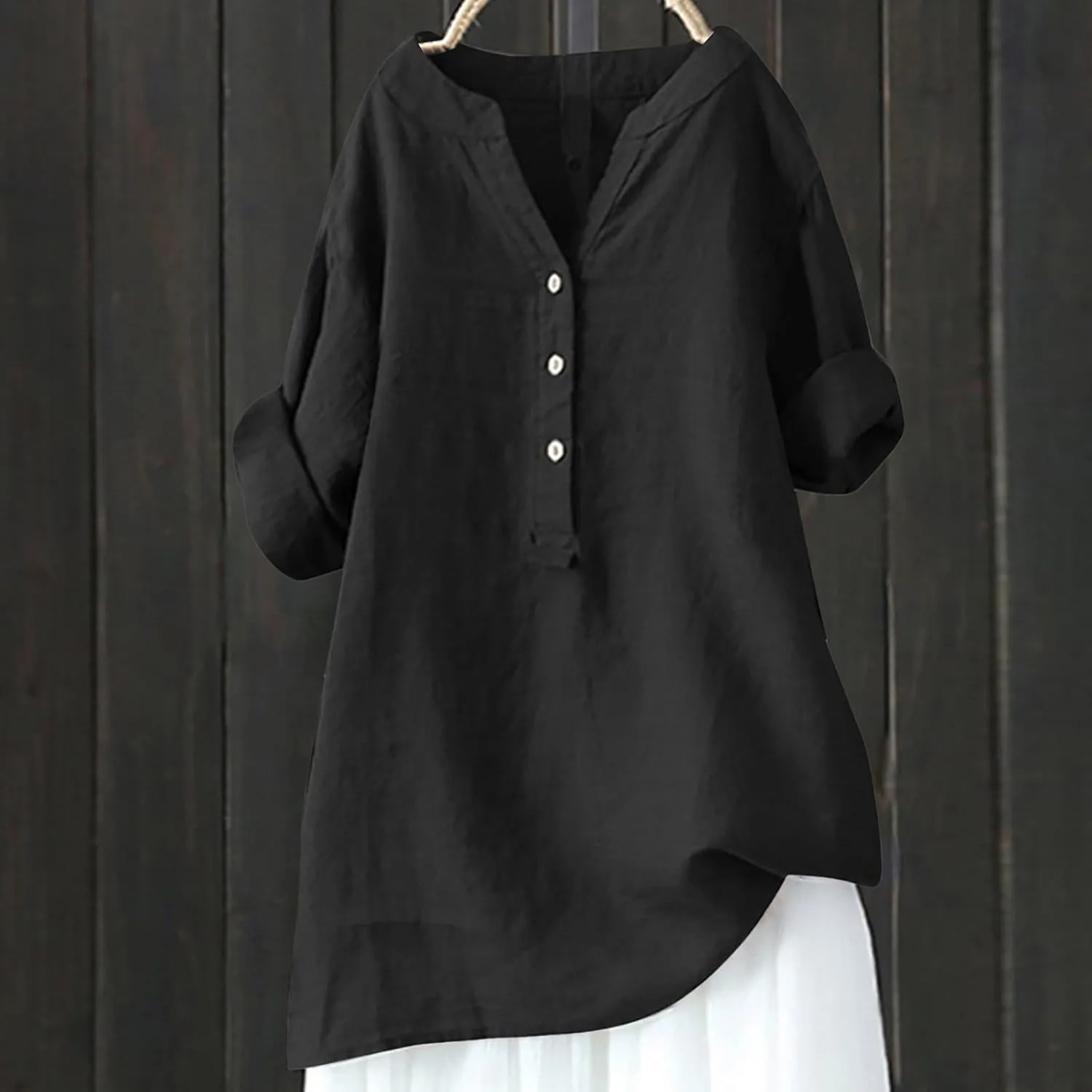 Linen Shirts for Women 2025 Summer Trendy Short Sleeve Oversize Crewneck Solid Tops Casual Loose Fit Comfy Blouses
