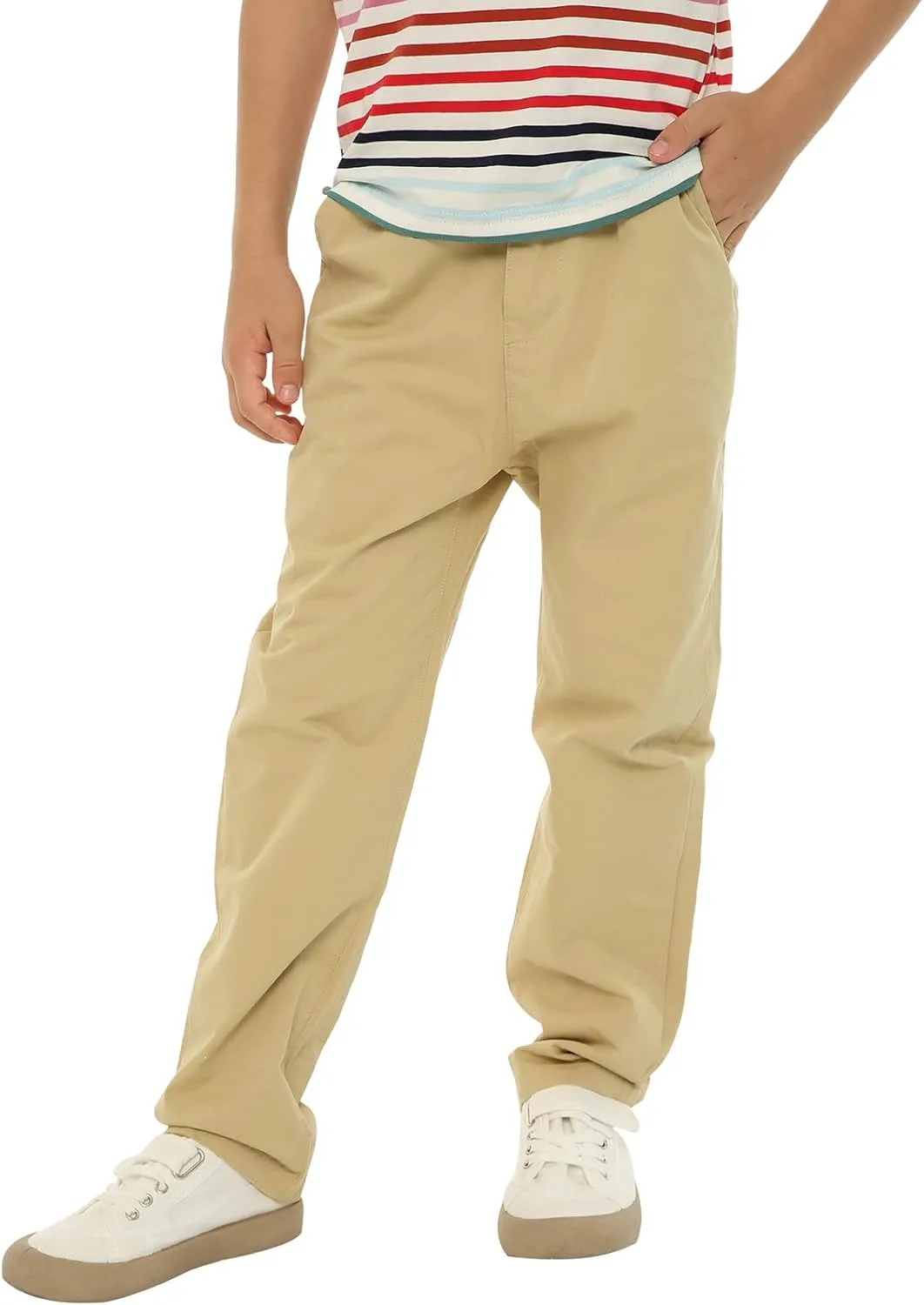 LittleSpring Boys School Uniform Chino Pants Flat Front