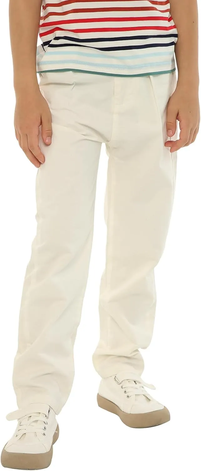 LittleSpring Boys School Uniform Chino Pants Flat Front