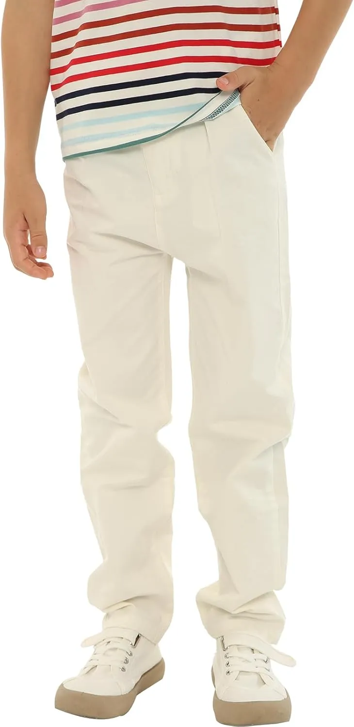 LittleSpring Boys School Uniform Chino Pants Flat Front