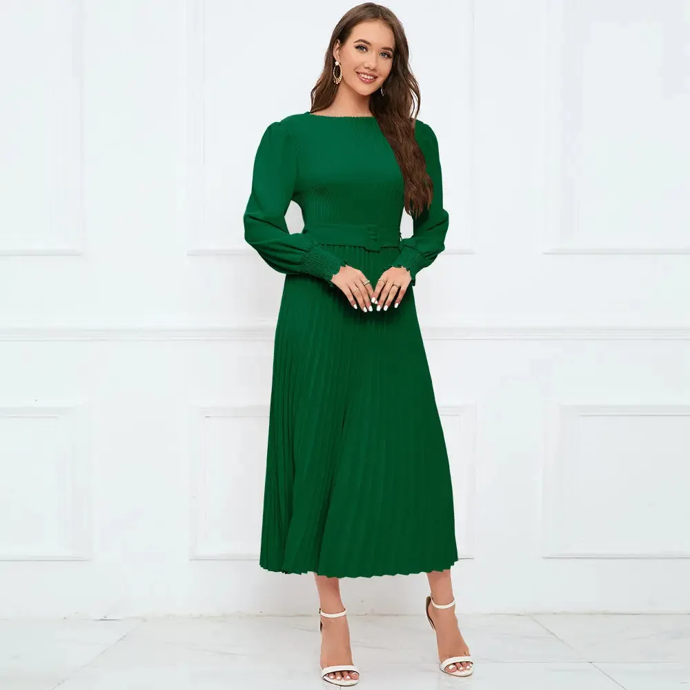 Long Sleeve Belted Dress