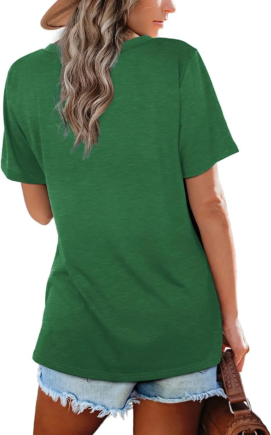 Lunivop Womens Tops Casual V Neck Short Sleeve Solid Color Basic T Shirt