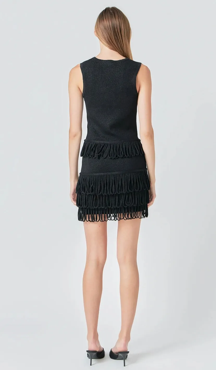 Lurex Knit Loop Mini Skirt
