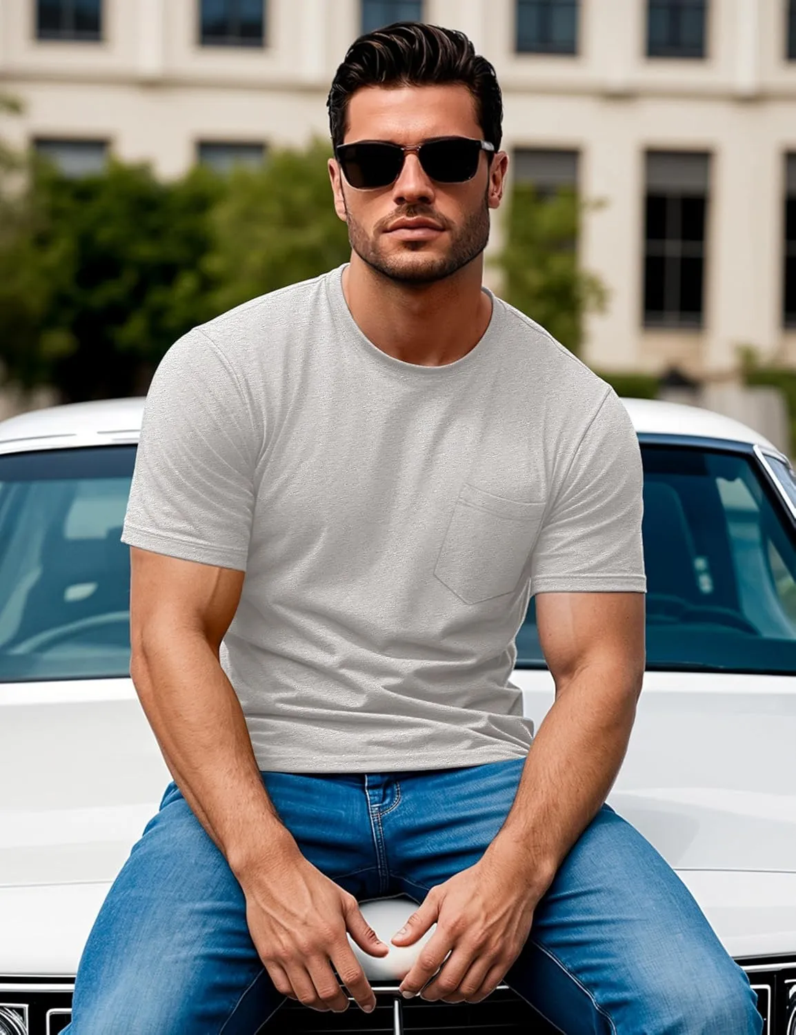 MAGCOMSEN Mens Pocket T Shirts Short Sleeve Cotton Moisture Wicking Plain Tshirts Casual Lightweight Summer Basic Tees