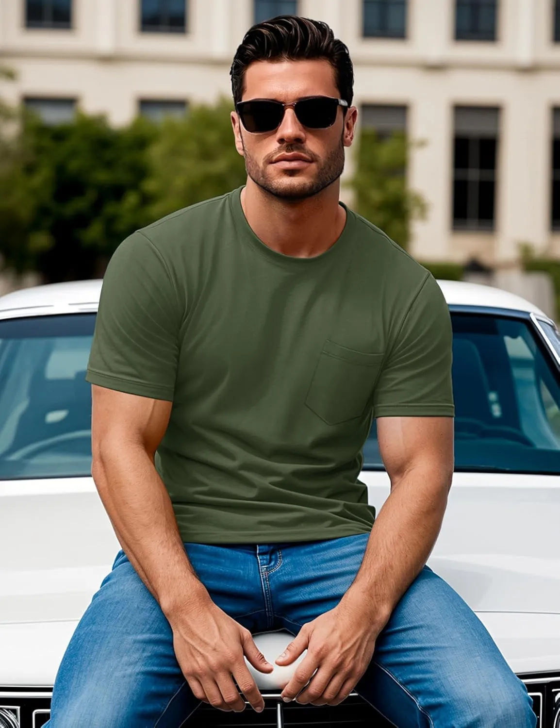 MAGCOMSEN Mens Pocket T Shirts Short Sleeve Cotton Moisture Wicking Plain Tshirts Casual Lightweight Summer Basic Tees