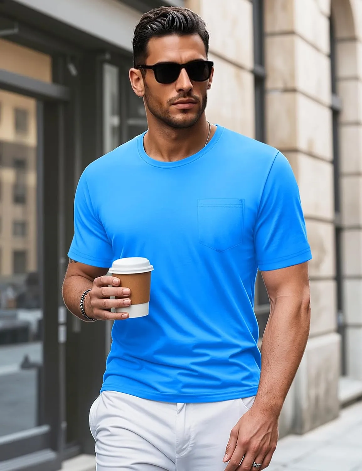 MAGCOMSEN Mens Pocket T Shirts Short Sleeve Cotton Moisture Wicking Plain Tshirts Casual Lightweight Summer Basic Tees