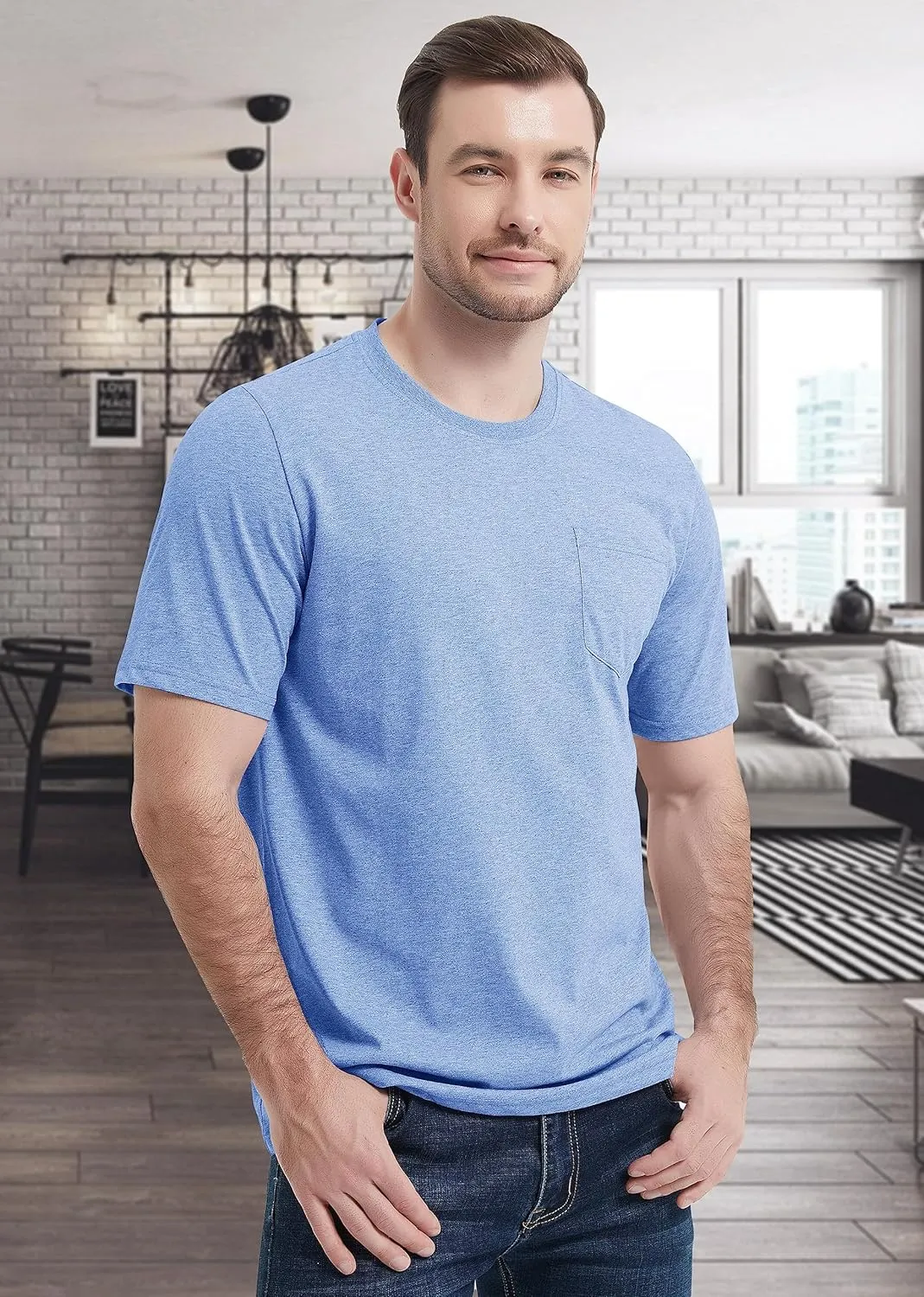 MAGCOMSEN Mens Pocket T Shirts Short Sleeve Cotton Moisture Wicking Plain Tshirts Casual Lightweight Summer Basic Tees