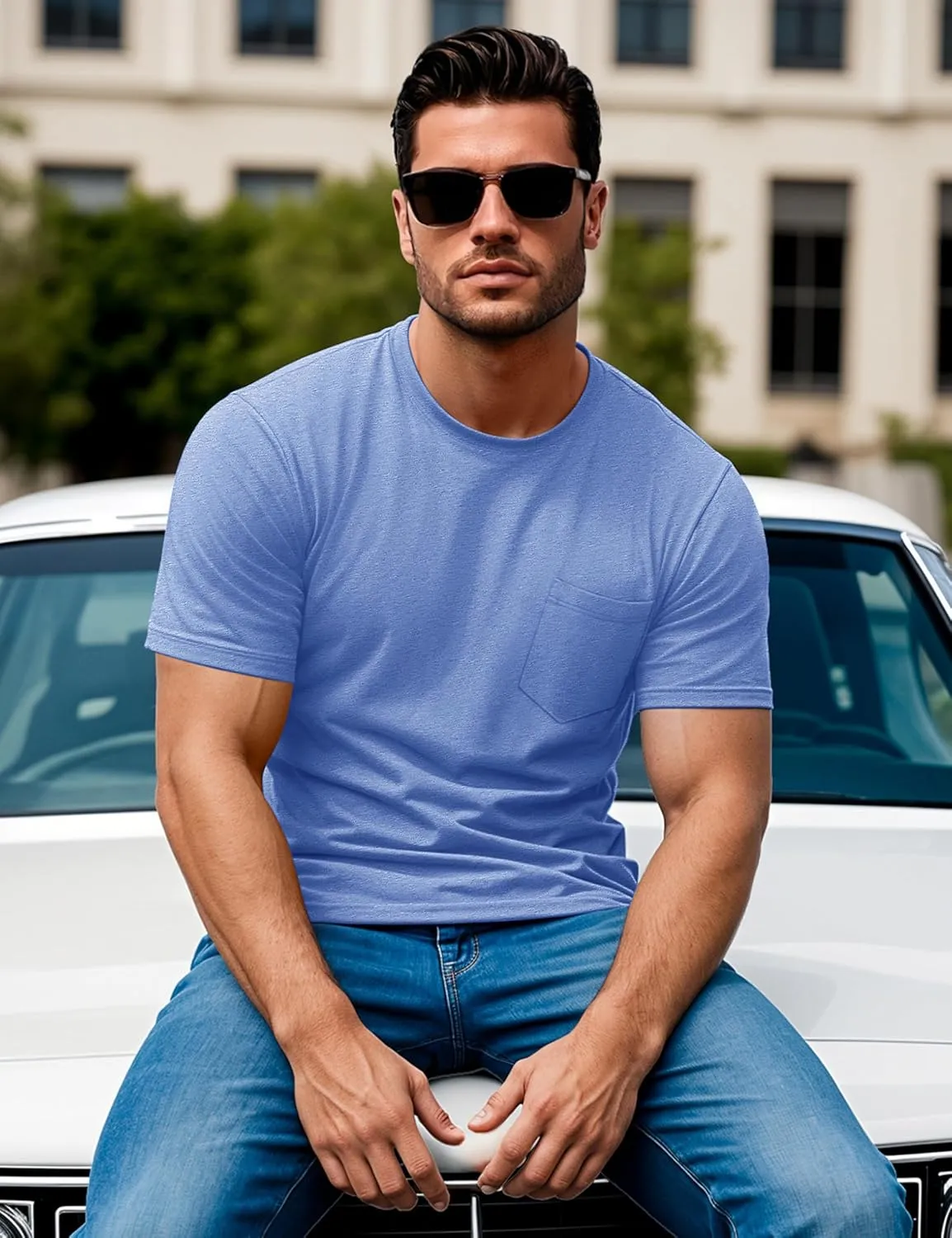 MAGCOMSEN Mens Pocket T Shirts Short Sleeve Cotton Moisture Wicking Plain Tshirts Casual Lightweight Summer Basic Tees