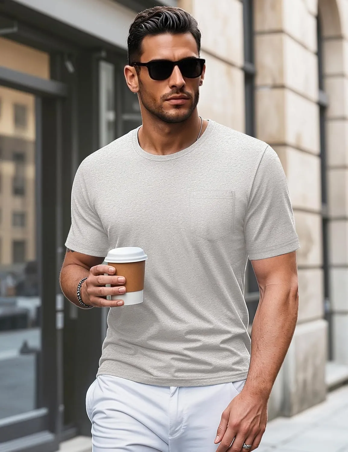 MAGCOMSEN Mens Pocket T Shirts Short Sleeve Cotton Moisture Wicking Plain Tshirts Casual Lightweight Summer Basic Tees