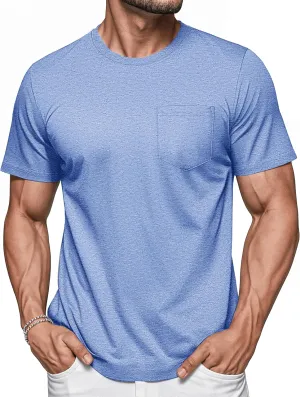 MAGCOMSEN Mens Pocket T Shirts Short Sleeve Cotton Moisture Wicking Plain Tshirts Casual Lightweight Summer Basic Tees