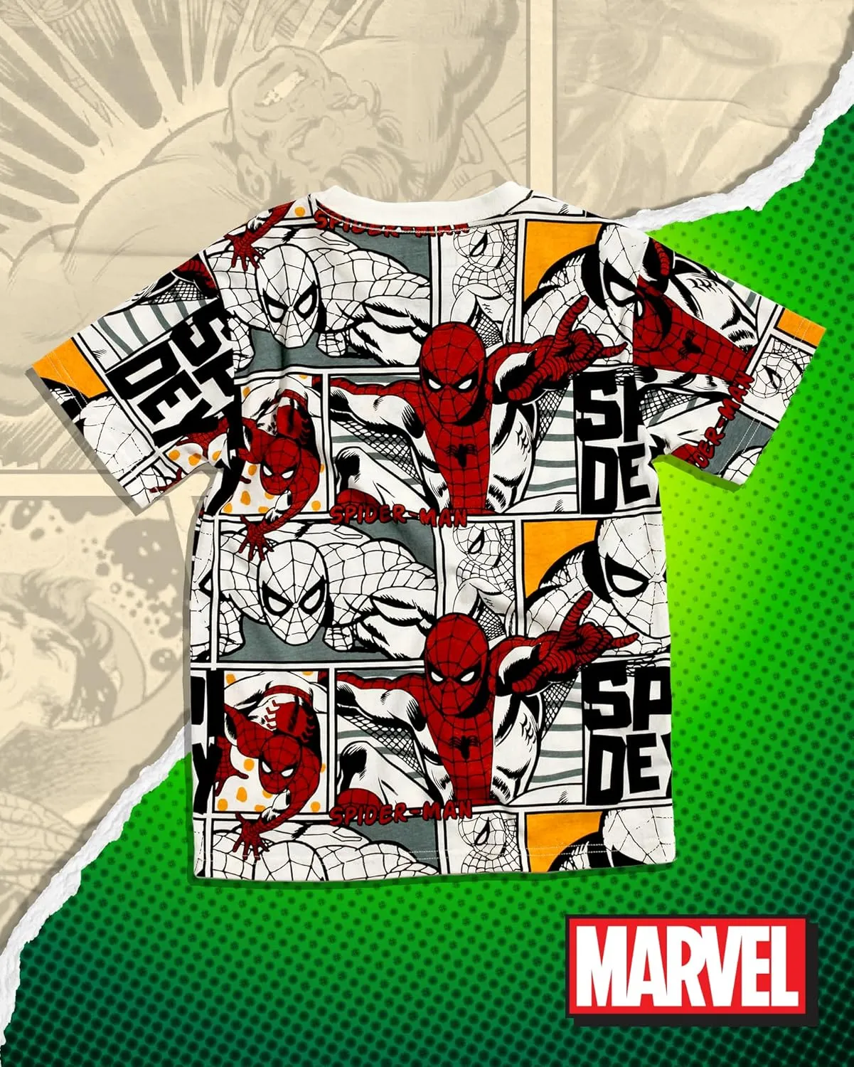 Marvel Avengers Spiderman Boys Shirts - Hulk Iron Man Captain America Thor Short Sleeve Graphic Tees for Toddler Boys & Kids