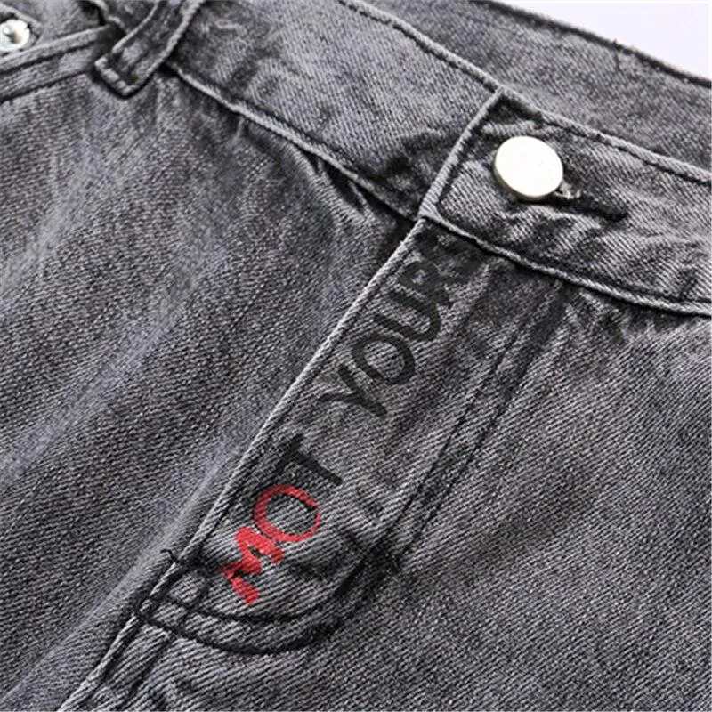 MCHPI Store Hip Hop Men Jogger Denim Pants Skinny Washed Distressed