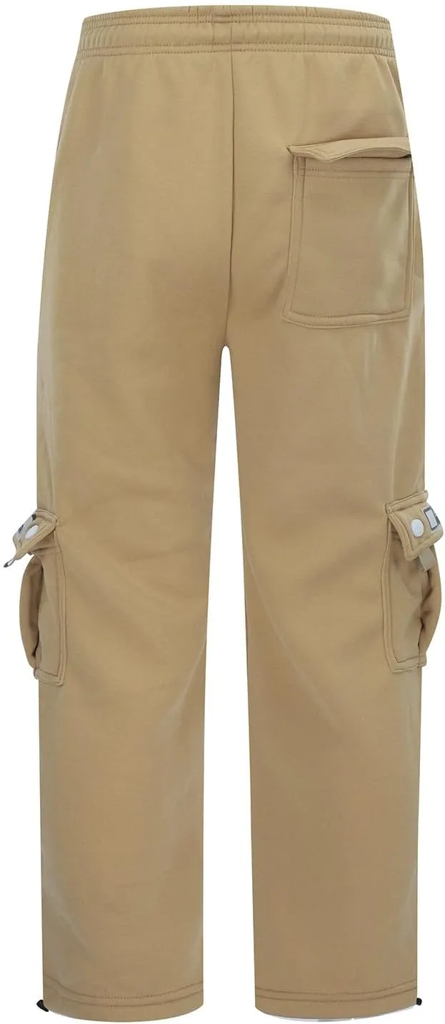 Men Cargo Pants Casual Work Hiking Pants Drawstring Elastic Waisted Loose Joggers Outdoor Straight Leg Sweatpants