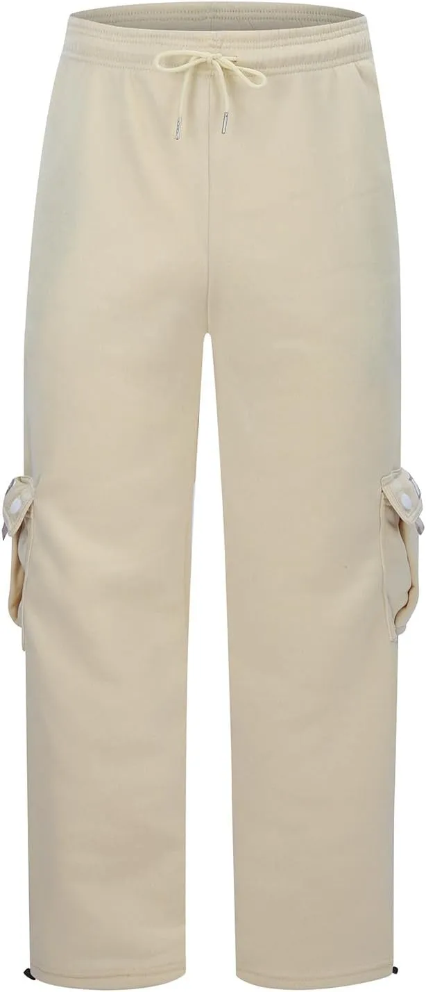 Men Cargo Pants Casual Work Hiking Pants Drawstring Elastic Waisted Loose Joggers Outdoor Straight Leg Sweatpants