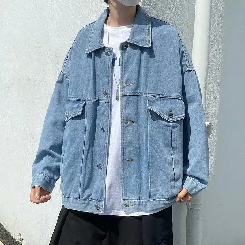 Men Denim Jacket Men 'S Loose Cotton Vintage Denim Jacket