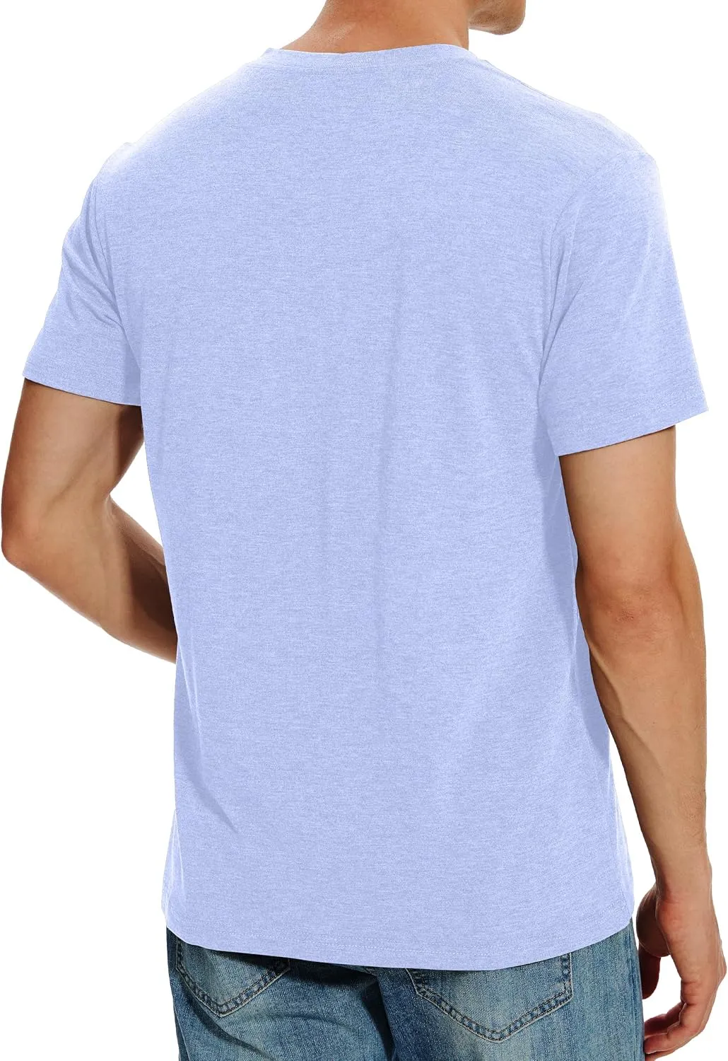 Men Henley Shirt Short Sleeve Summer T-Shirt with Pocket Solid Button Tee Top