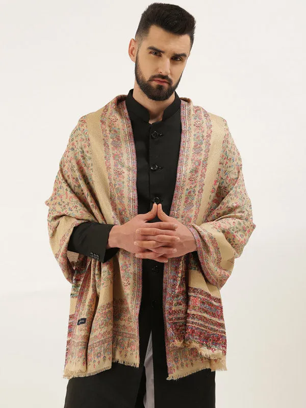 Men khushnuma Kaani Stole with Zari Weave,  Size 71X203 CM Beige Color