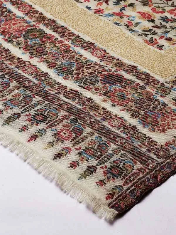 Men khushnuma Kaani Stole with Zari Weave,  Size 71X203 CM Beige Color