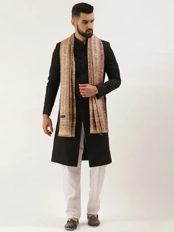 Men khushnuma Kaani Stole with Zari Weave,  Size 71X203 CM Beige Color