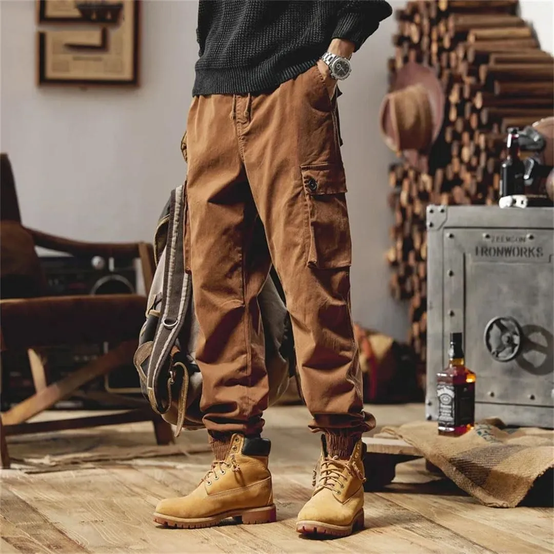 Men Outdoor Hiking Joggers Multi Pocket Trousers Streetwear Cargo Jogger Pants