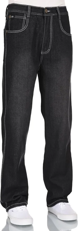 Men RURACO Relaxed Straight Wide Leg Jeans 28-38