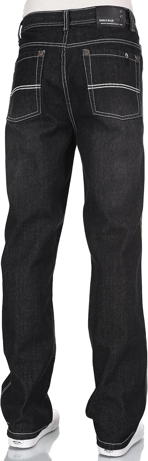 Men RURACO Relaxed Straight Wide Leg Jeans 28-38