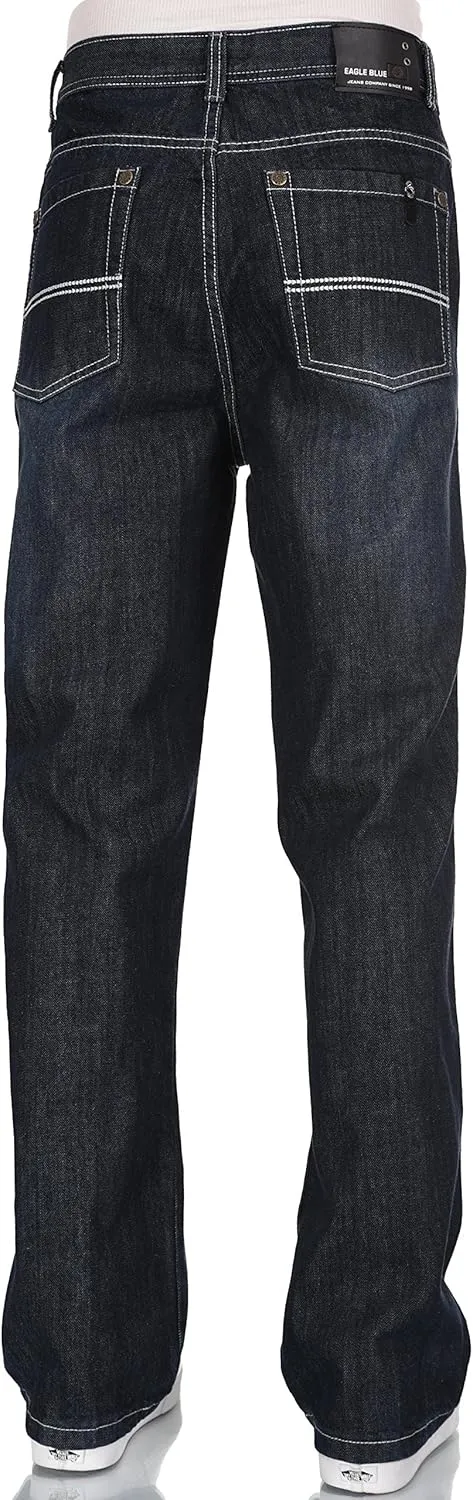 Men RURACO Relaxed Straight Wide Leg Jeans 28-38