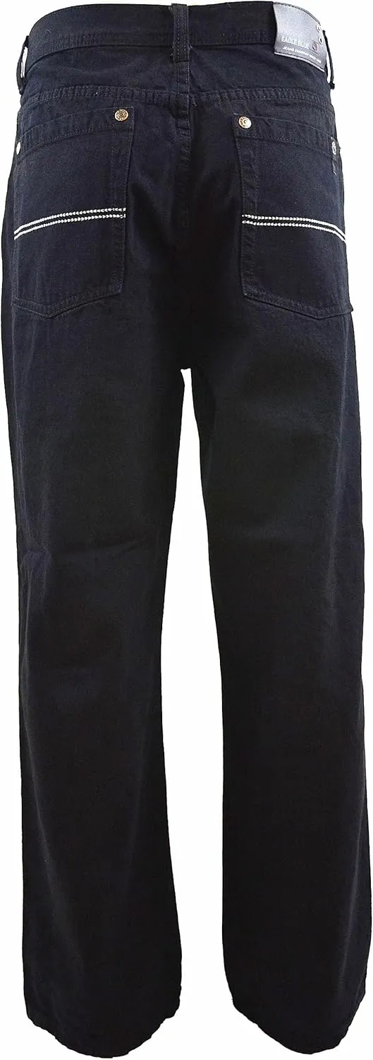 Men RURACO Relaxed Straight Wide Leg Jeans 28-38